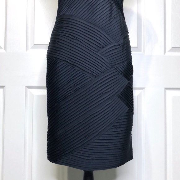 Tadashi Shoji Navy Pintuck Pleated Jersey Dress - Picture 4 of 5